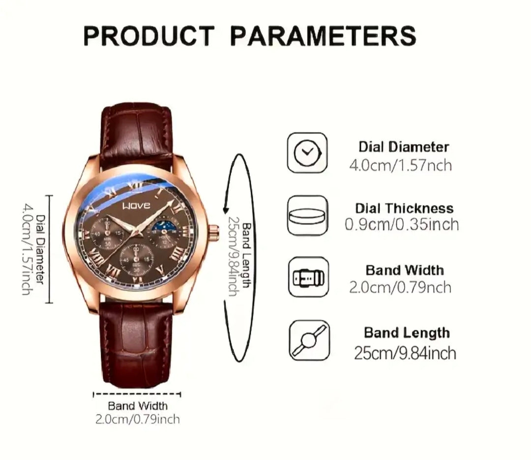 Modische Herren-Quarz-Uhr, Runde Legierungsglocke