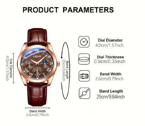 Modische Herren-Quarz-Uhr, Runde Legierungsglocke