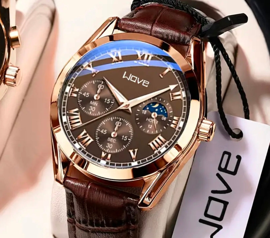 Modische Herren-Quarz-Uhr, Runde Legierungsglocke