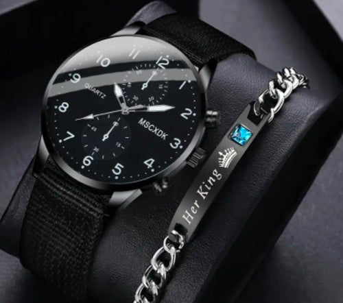 Modische Herren-Quarzuhr + 1 Armband